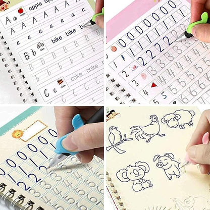 Magic Practice Copybook, (4 BOOK + 10 REFILL+ 1 Pen +1 Grip) 📝✨